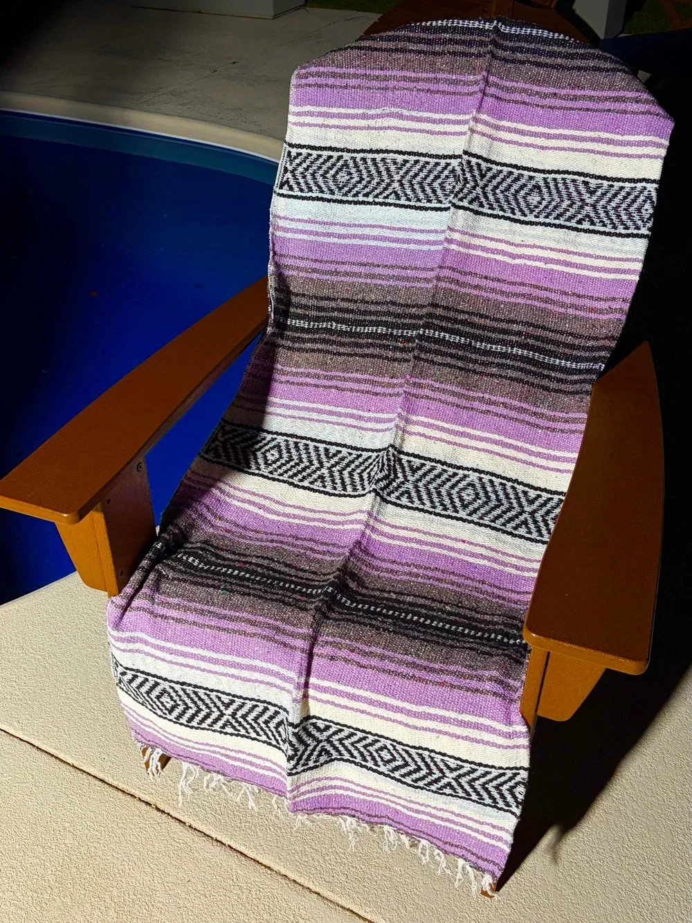 Mexican Falsa Blanket – Woven Striped Serape Throw with Fringe